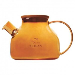 "Zeidan" Чайник заварочный стеклянный 1,2л, корпус из цветного термостойкого стекла, бамбуковая крышка, съемный фильтр-пружина из нержавеющей стали, подарочная коробка (Китай)