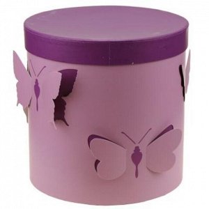 Коробка подарочная, набор 2 штуки: д16,5х16,5см; д19х19см "Бабочки" сиренево-фиолетовый (Китай)