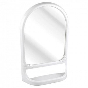 Зеркало в пластмассовой раме 38,5х60см, настенное крепление, с полкой, белый (Россия)