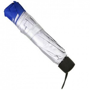 Зонт механический "Серебро" плащевка, 8 лучей, д/купола 98см, 3 сложения, 25см в сложенном виде, пластмассовая ручка, синий, 260гр (Китай)