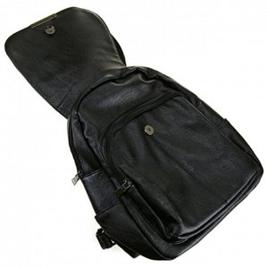 Рюкзак 25х12х31см, отделение на молнии, 2 наружных кармана на молнии, 2 боковых кармана, кожзам, черный (Китай)