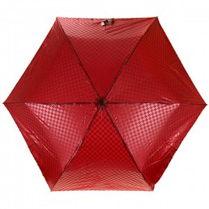Зонт механический "Моно орнамент" плащевка, 6 лучей, д/купола 92см, 3 сложения, 25см в сложенном виде, пластмассовая ручка, бордовый, 200гр (Китай)