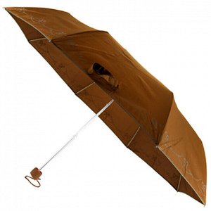 Зонт механический "Моно" "Бантик" плащевка, 8 лучей, д/купола 98см, 3 сложения, 25см в сложенном виде, обрезиненная ручка, коричневый, 200гр (Китай)