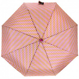 Зонт механический "Натали" плащевка, 8 лучей, д/купола 100см, 3 сложения, 25см в сложенном виде, обрезиненная ручка, фуксия, алюминий, 210гр (Китай)