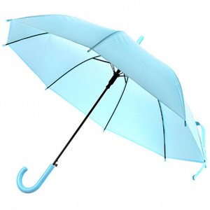 Зонт-трость полуавтомат "Мадам" PEVA, 8 лучей, д/купола 90см, 76см в сложенном виде, пластмассовая ручка, матовый, голубой, 290гр (Китай)