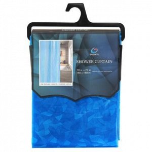 Штора для ванной EVA 180х180см "ЗD рельеф" "Плитка" синий, 12 колец, в пакете (Китай)