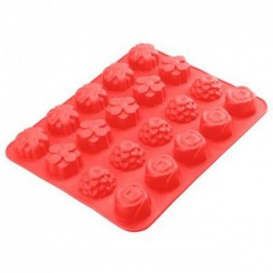 Форма силиконовая для выпекания "Кекс - 20 штук" 31,5х25,5см h2,8см, цвета микс (Китай)