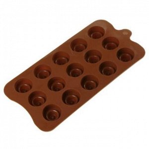 Форма силиконовая для шоколада (льда, мармелада) "Конфетка - 15 штук" 20х10,5см h1,5см, цвет - шоколадный (Китай)
