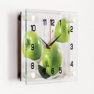 Часы-картина настенные, серия: Кухня, "Яблоки", плавный ход, 20 х 26 см
