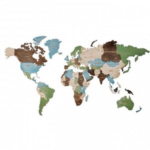 Декор настенный "Карта мира", многоуровневый, 60 х 105 см