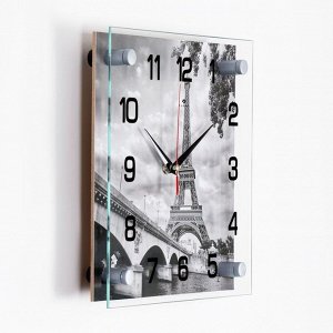Часы настенные, серия: Город, "Эйфелева башня", 25х25  см