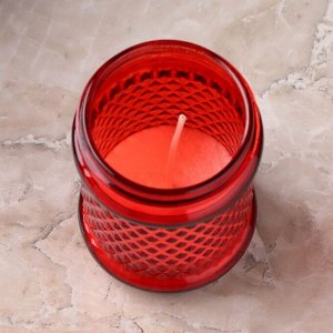 Свеча парафиновая поминальная в стеклянном подсвечнике, 11х7 см, красная
