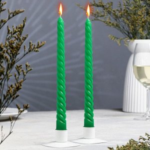 Набор свечей витых, 2,2х 25 см, 2 штуки, зелёный, подвес