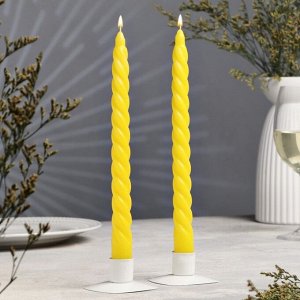 Набор свечей витых, 2,2х 25 см, 2 штуки, жёлтый