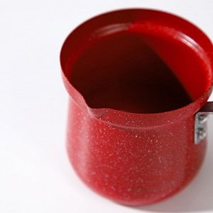 Турка Доляна «Мрамор рэд», 400 мл, d=8 см, пластиковая ручка, антипригарное покрытие, индукция, цвет красный