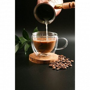 Кружка стеклянная с двойными стенками Magistro «Дуо. Coffee», 160 мл