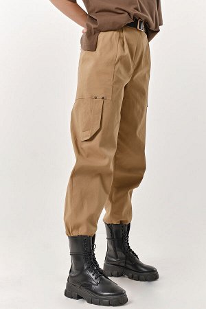 Брюки карго из хлопка песочные