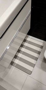 Двухсторонний ПВХ коврик для кухни и ванной Onebin Gray stripe S 75*44*1.4