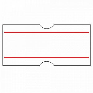 Этикет-лента 21х12 мм, прямоугольная, белая с красной полосой, комплект 5 рулонов по 600 шт., BRAUBERG, 123568