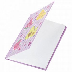 Блокнот МАЛЫЙ ФОРМАТ (110х147 мм), А6, 80 л., твёрдый, клетка, BRAUBERG KIDS, "Фруктики", 114444