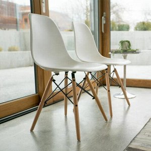 Стулья BRABIX "Eames CF-010", КОМПЛЕКТ 4 шт., пластик белый, опоры дерево/металл, 532630, 2033A