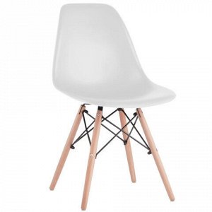 Стулья BRABIX "Eames CF-010", КОМПЛЕКТ 4 шт., пластик белый, опоры дерево/металл, 532630, 2033A