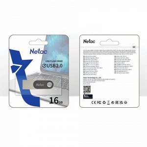 Флеш-диск 16 GB NETAC U278, USB 2.0, металлический корпус, серебристый/черный, NT03U278N-016G-20PN