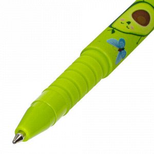 Ручка шариковая BRAUBERG SOFT TOUCH GRIP "AVOCADO", СИНЯЯ, мягкое покрытие, узел 0,7 мм, 143716