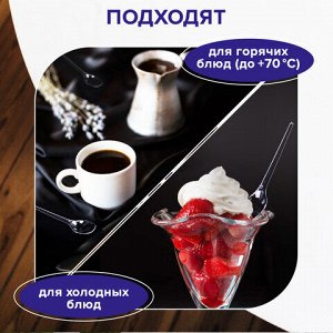 Ложка чайная одноразовая пластиковая 125 мм, прозрачная, КОМПЛЕКТ 100 шт., ЭТАЛОН, WELDAY (ВЭЛДЭЙ), 607831