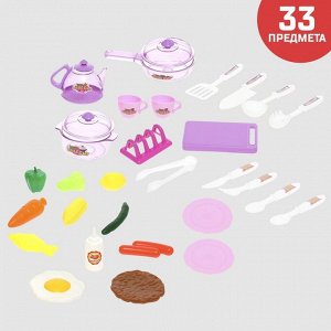 Игровой набор «Лучшая кухня» с аксессуарами, световые и звуковые эффекты, бежит вода из крана, 33 предмета