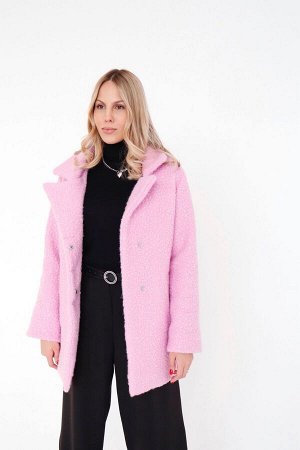 Пальто короткое утеплённое нежно-розовое