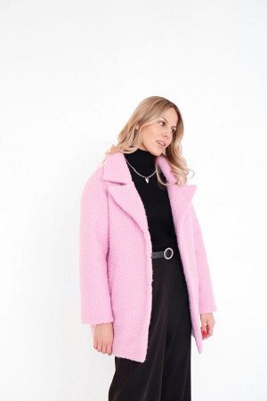 Пальто короткое утеплённое нежно-розовое