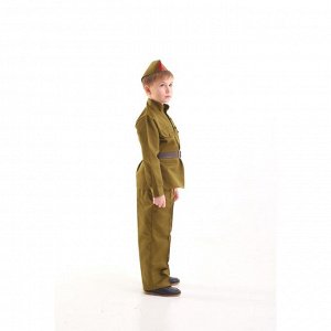 Костюм военного, гимнастёрка, ремень, пилотка, брюки, 8-10 лет, рост 140-152 см