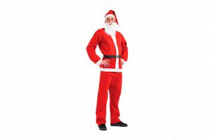 Костюм Деда Мороза 5 предметов (колпак, кафтан, штаны, ремень, борода) рост 180 см