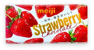 Шоколад Meiji Strawberry молочный со вкусом клубники, 46г,