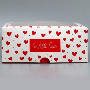 Коробка для капкейков кондитерская «Сердечки», 25 х 25 х 10 см