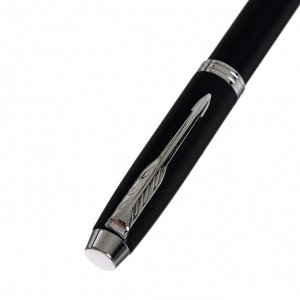 Ручка подарочная шариковая в кожзам футляре ПБ IM E, корпус черный с серебром