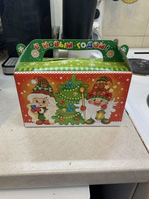 Подарочная коробка "гномики 0.5", 500 гр, картонная новогодняя упаковка для конфет