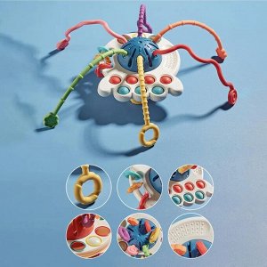 Грызунок-тянучка погремушка прорезыватель - Бизиборд игрушка Рыбка (синяя)