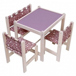 Набор детской игровой мебели: стол + 2 стула + скамья, «Каспер», розовый