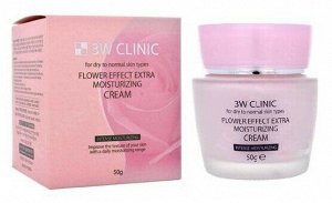 Крем для лица 3W Clinic Flower Effect Extra Moisturizing Cream с цветочными компонентами 50 гр (СТЕКЛО), шт
