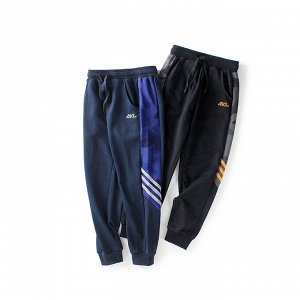 Однотонные спортивные брюки для мальчиков, с камуфляжными вставками и полосами по бокам