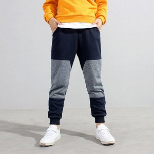 Однотонные спортивные брюки для мальчиков, с контрастными вставками на коленях