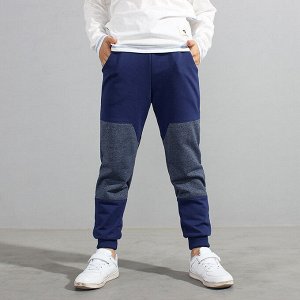 Однотонные спортивные брюки для мальчиков, с контрастными вставками на коленях