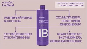 КОНЦЕПТ Бессульфатный шампунь 1000 мл д/нейтр.желтизны ICE BLOND,