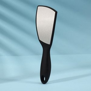 Тёрка для ног, лазерная, двусторонняя, прорезиненная ручка, 23,5 см, цвет чёрный