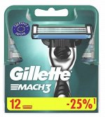 GILLETTE® MACH3 Cменные кассеты для бритья 12шт