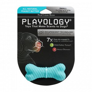 Playology двухслойная жевательная косточка DUAL LAYER BONE с ароматом арахиса, маленькая, голубой