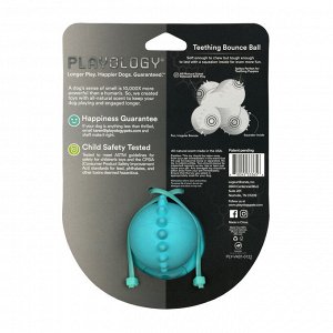 Playology дентальный хрустящий жевательный тройной мяч для щенков SQUEAKY BOUNCE BALL с ароматом арахиса, голубой