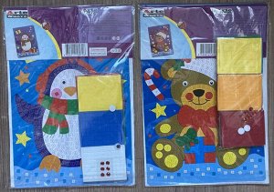 2 набора для творчества "Зимняя объемная мозайка из EVA": "Пингвин" и "Мишка"